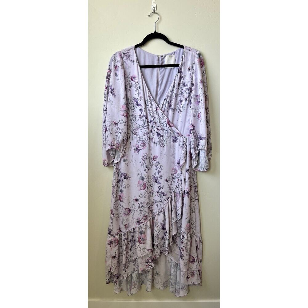 Prose & Poetry Women's Christina Floral Faux Wrap Dress Purple SZ M, Spring